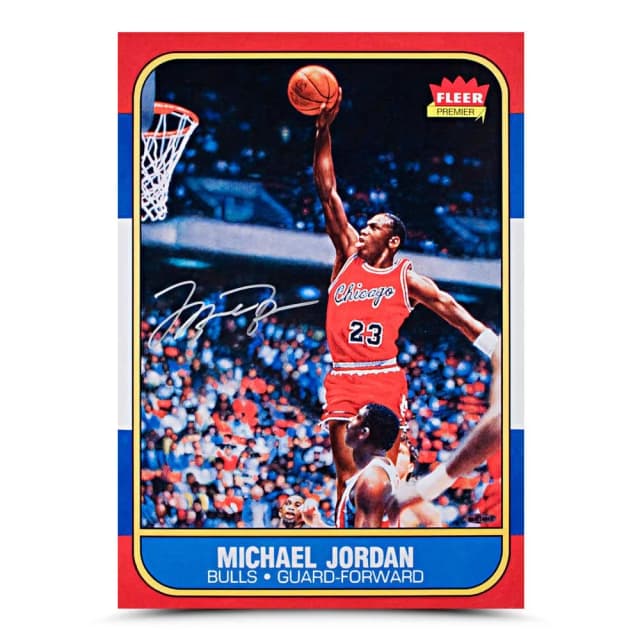 Michael Jordan signed Fleer rookie blow-up (UDA)