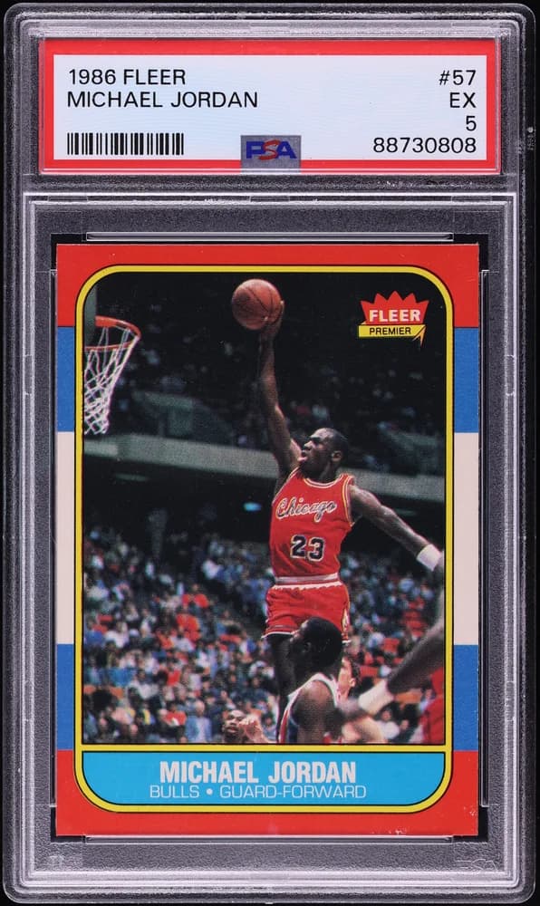 Michael Jordan 1986 Fleer rookie card #57, PSA 5