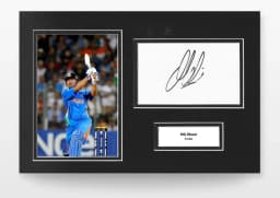 MS Dhoni signed 12x8 photo display