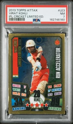 Virat Kohli 2013 Topps Cricket Attax Limited Edition LE3, PSA 7