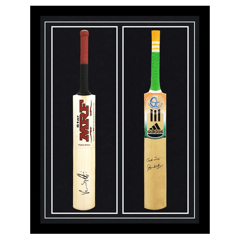 Kohli and Tendulkar signed bats, framed together, 1 of 1