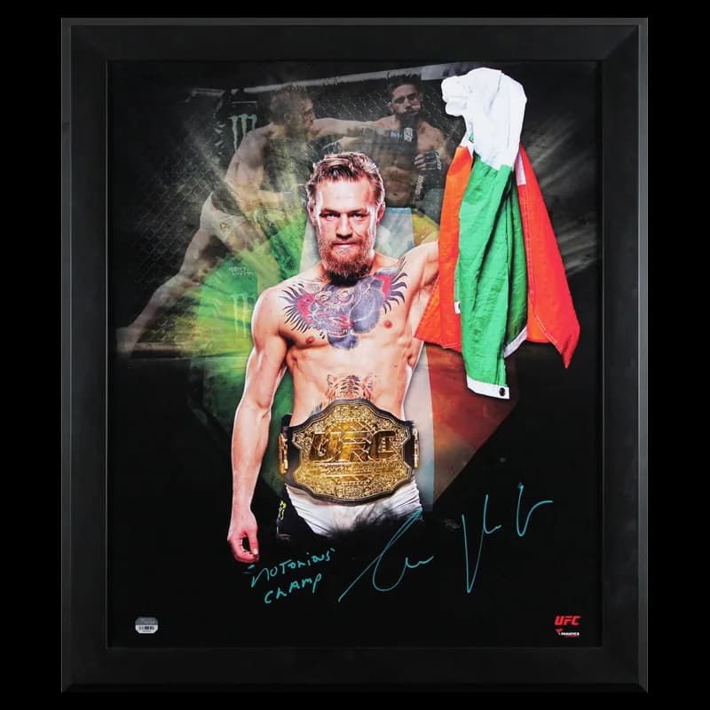 Conor McGregor signed framed 20x24, Notorious Champ
