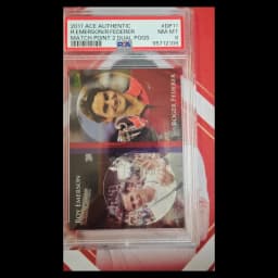 Federer and Emerson 2011 Ace Authentic Match Point dual card, PSA 8