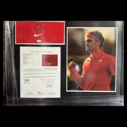 Roger Federer signed bandana, framed