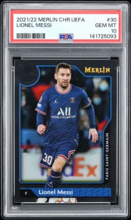 Lionel Messi card, PSA 10 (2021 Topps Merlin Chrome UCL)