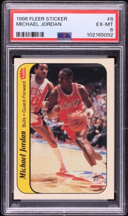 Michael Jordan 1986 Fleer sticker #8, PSA 6