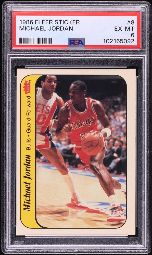 Michael Jordan 1986 Fleer sticker #8, PSA 6