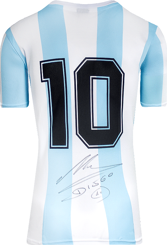 Maradona signed Argentina 1986 home shirt, framed (Icons)