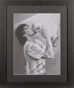 Maradona tribute artwork, artist signed, framed