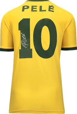Pelé back signed Brazil retro home shirt, hero framed (Icons)