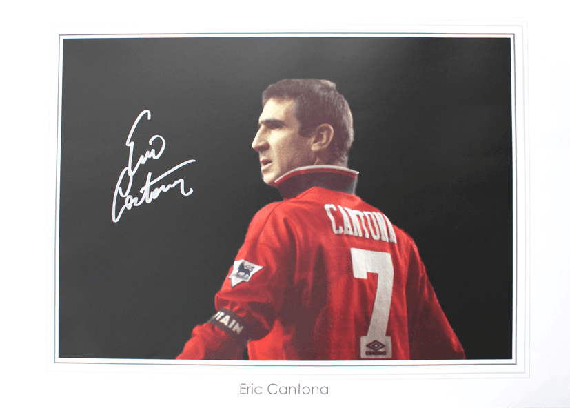 Eric Cantona signed Manchester United print, The King (Icons)