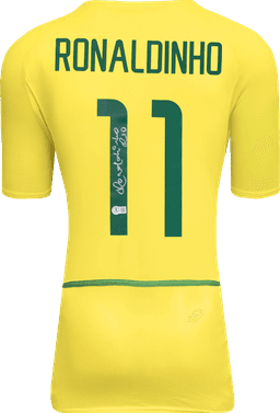 Ronaldinho signed Brazil 2002 home shirt, back signed (Icons)