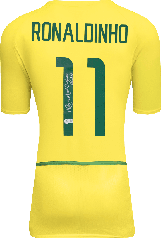 Ronaldinho signed Brazil 2002 home shirt, back signed (Icons)