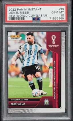 2022 Panini Instant FIFA World Cup Qatar Lionel Messi #39, /796, PSA 10