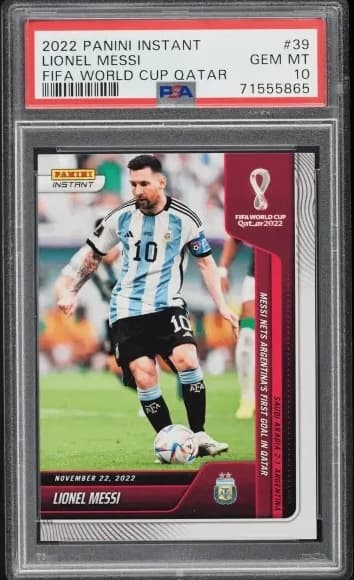 2022 Panini Instant FIFA World Cup Qatar Lionel Messi #39, /796, PSA 10