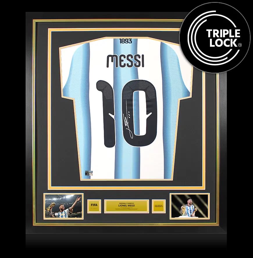 Messi signed Argentina 2026 World Cup shirt, framed