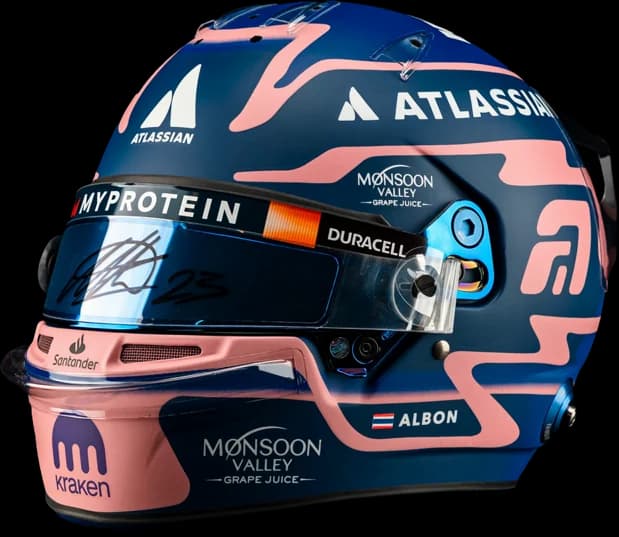 Alexander Albon 2025 race helmet, signed