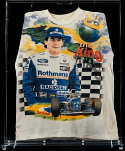 Ayrton Senna 1994 signed T-shirt, in its case