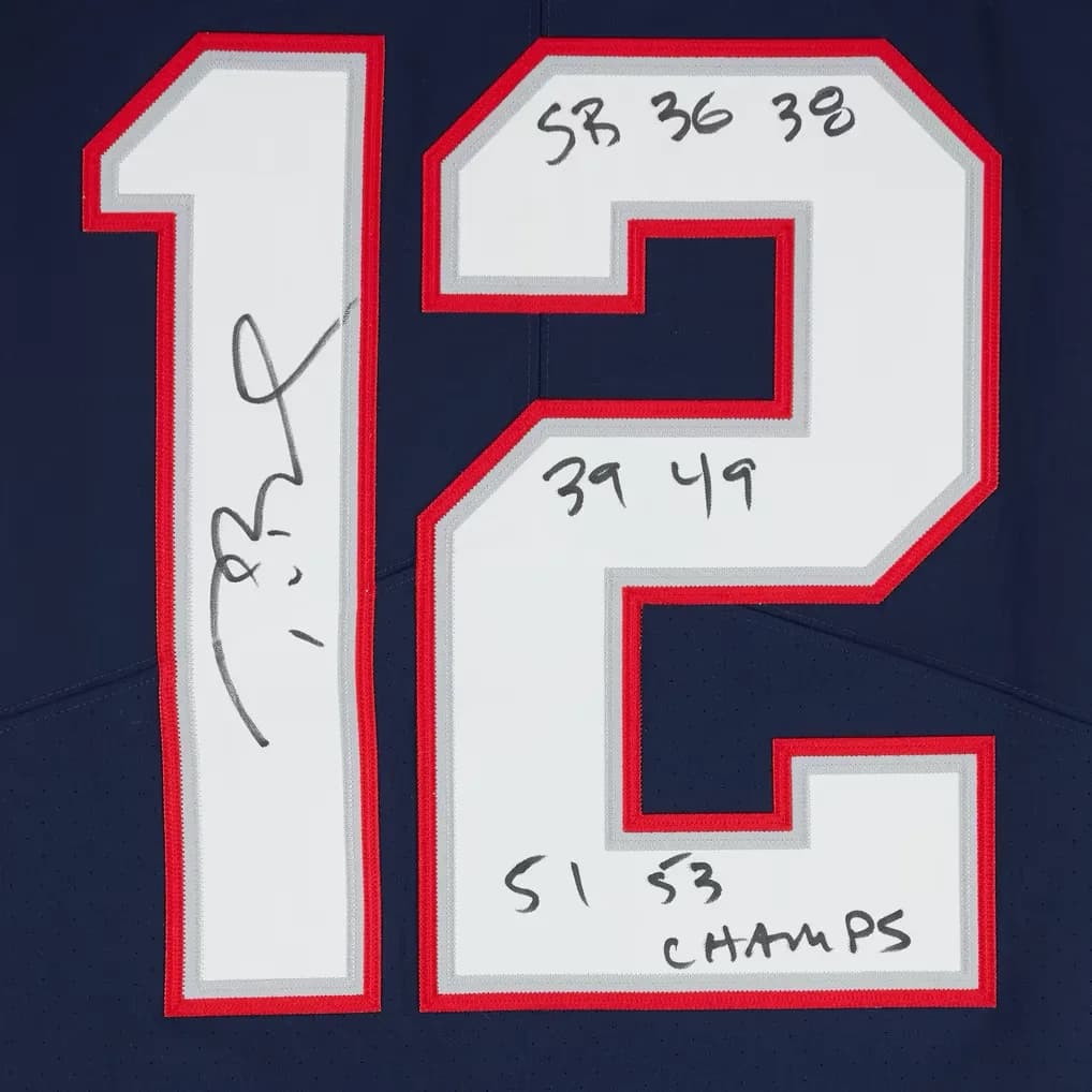 Tom Brady New England Patriots Autographed Nike Navy Color Rush Elite Jersey with SB 36 38 39 49 51 53 Champs Inscription