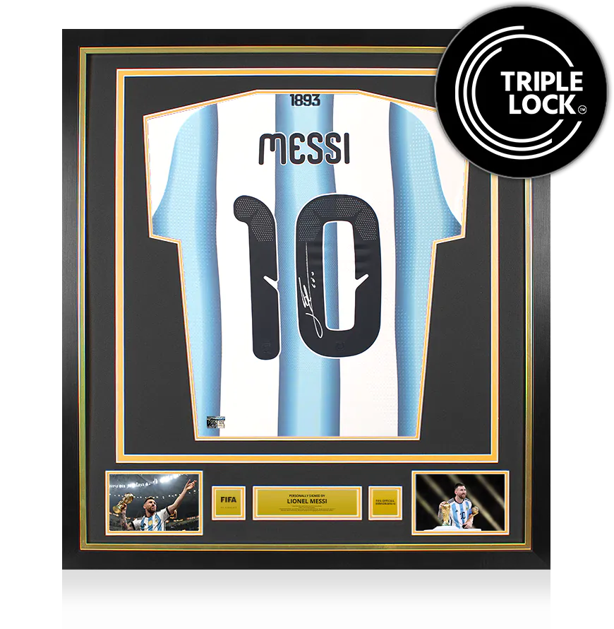 The framed shirt as the winner receives it