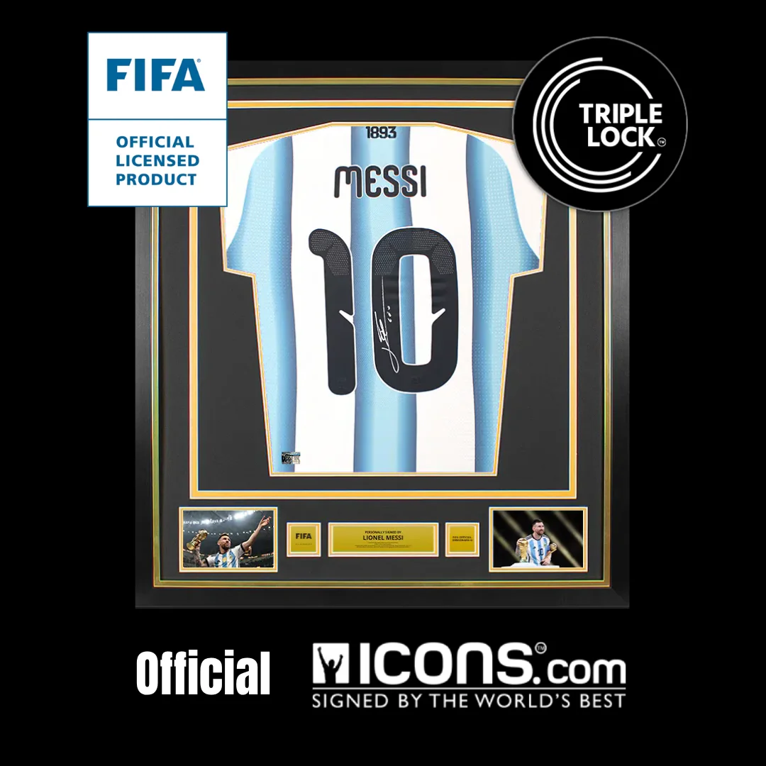 Lionel Messi Official FIFA World Cup Back Signed & Framed Argentina 2026 Home Shirt — Match Issue